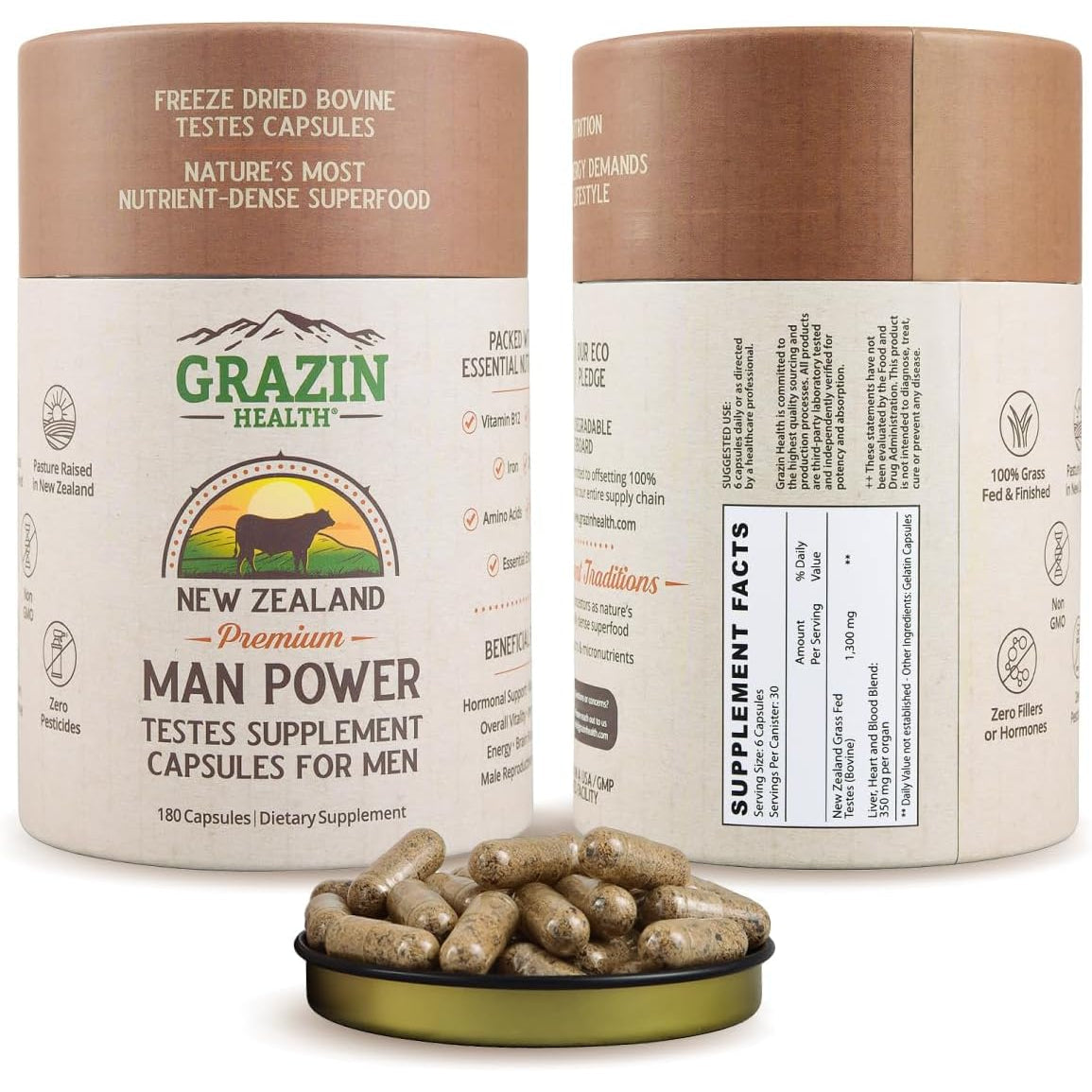 Grass Fed Bovine Testes Man Power Capsules (30 Day Supply)