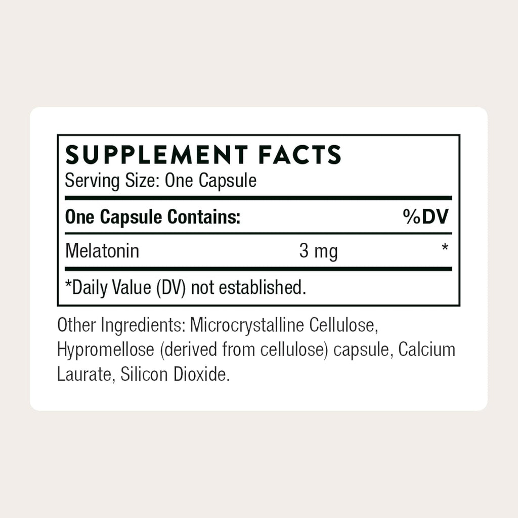 THORNE - Melaton-3-3 Mg Melatonin Supplement - Supports Normal Circadian Rhythms, Restful Sleep & Relaxation* - NSF Certified for Sport - Gluten, Dairy & Soy-Free - 60 Capsules