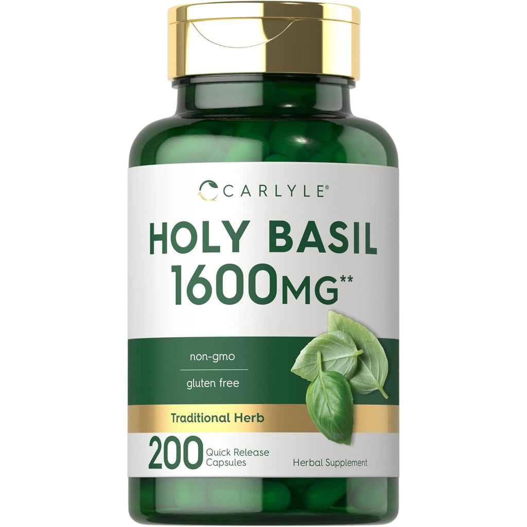 Carlyle Holy Basil Capsules | 200 Count | Tulsi Holy Basil Leaf Extract | Herbal Supplement | Non-Gmo, Gluten Free