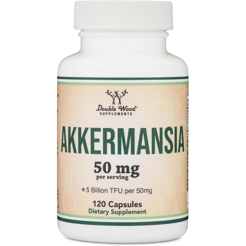 Akkermansia Probiotic and Postbiotic (Increases GLP-1 Production) 120 Capsules, 50Mg per Serving (Third Party Tested to 5 Billion TFU per Serving, 50 Billion CFU per Gram) by Double Wood