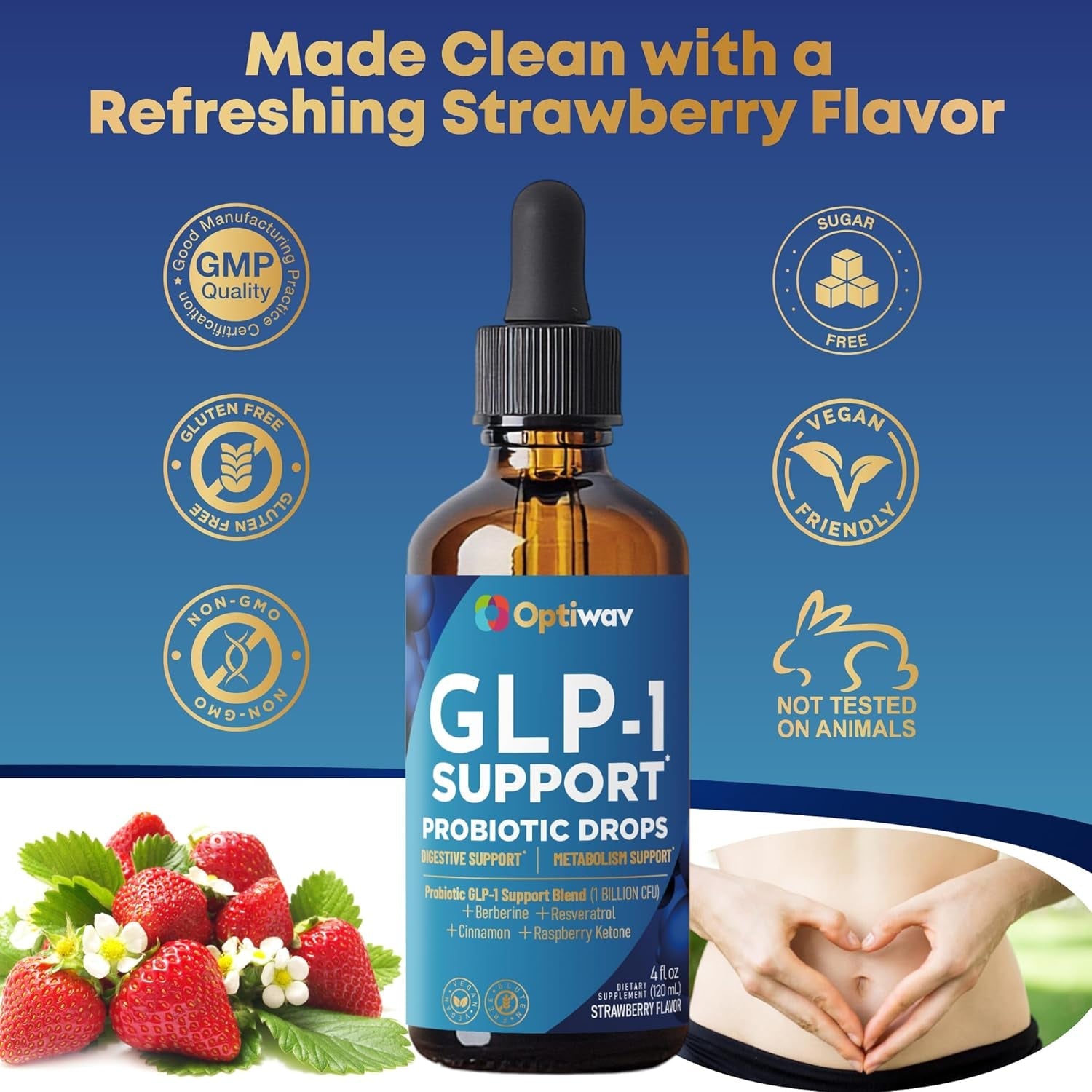 GLP-1 Support Probiotic Supplement for Weight Loss Fat Burner Support - Daily Natural Herbal Supplement for Women Men Digestive & Metabolic Health