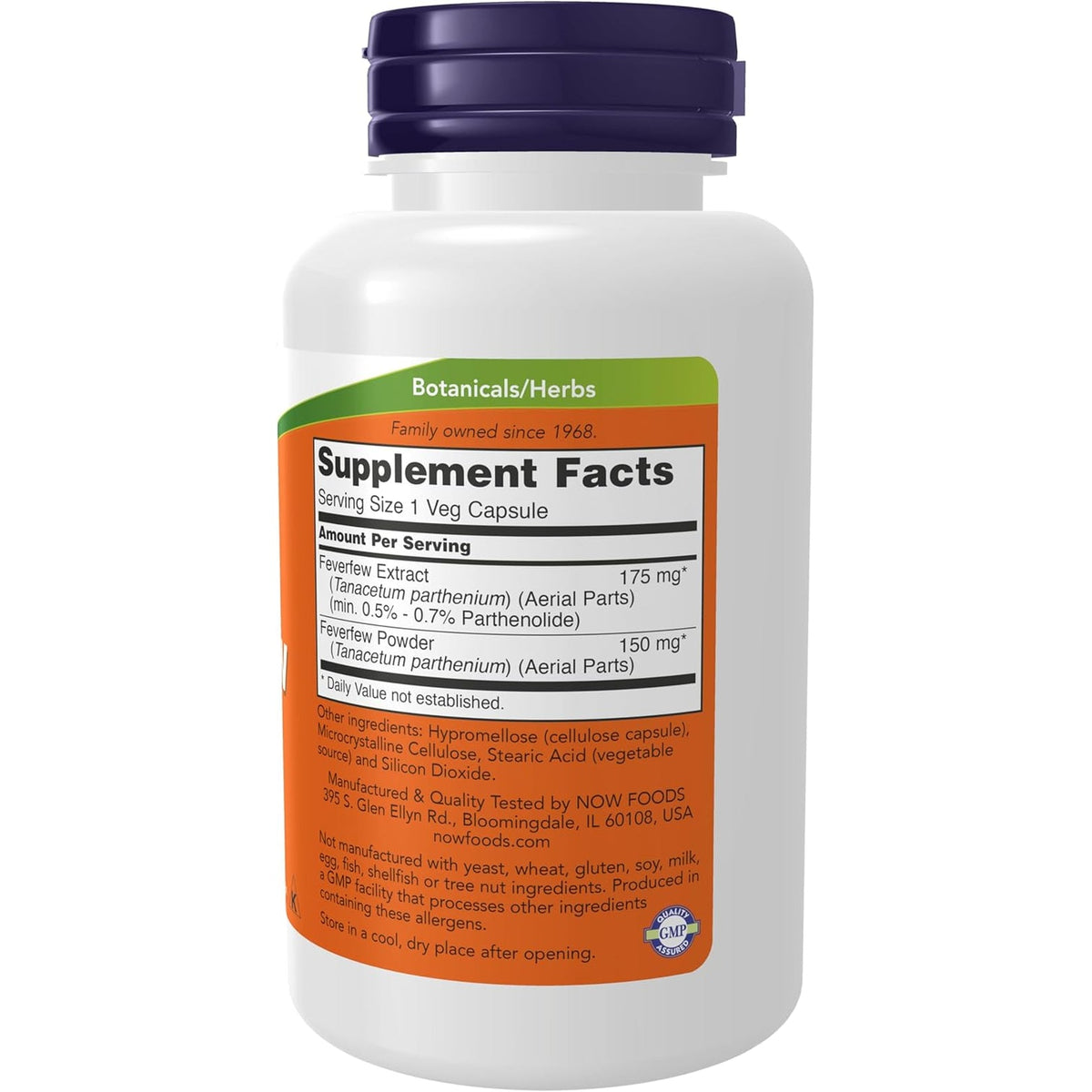 NOW Supplements, Feverfew with 0.5% - 0.7% Parthenolide, Herbal Supplement, 100 Veg Capsules (Pack of 1)