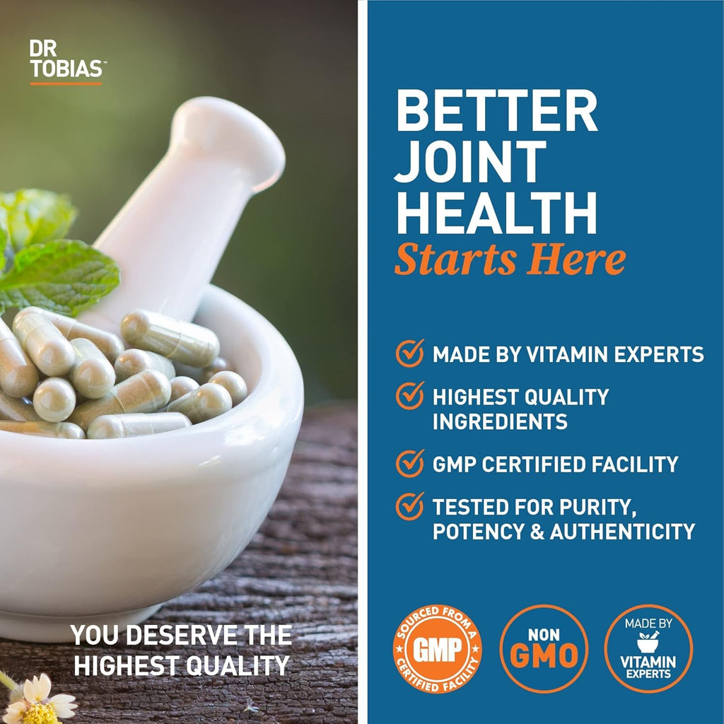 Dr. Tobias Joint Support Supplement with Glucosamine Chondroitin MSM, Supports Connective Tissue, Function & Flexibility, Extra Strength Joint Supplements for Men & Women, 240 Capsules
