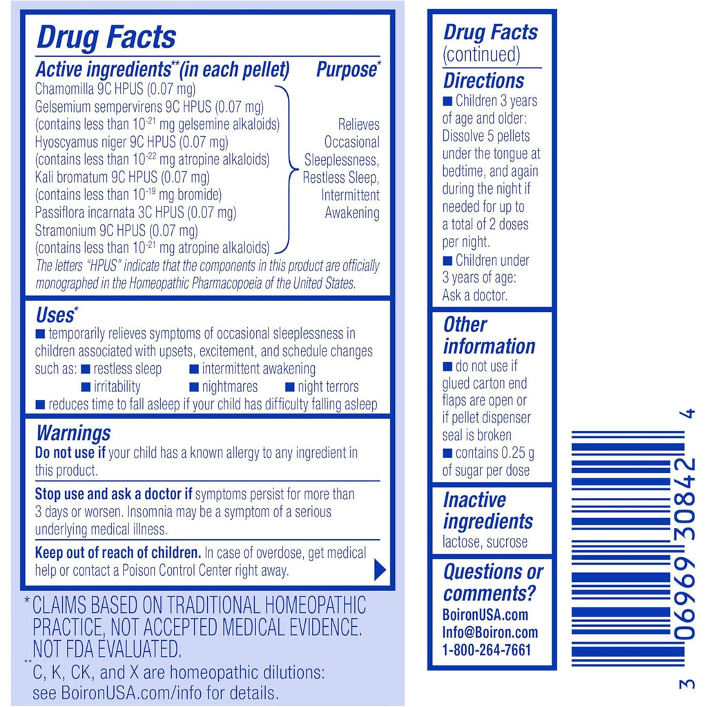 Boiron Sleepcalm Kids Sleep Aid for Deep, Relaxing, Restful Nighttime Sleep - Melatonin-Free and Non Habit-Forming - 2 Count (160 Pellets)