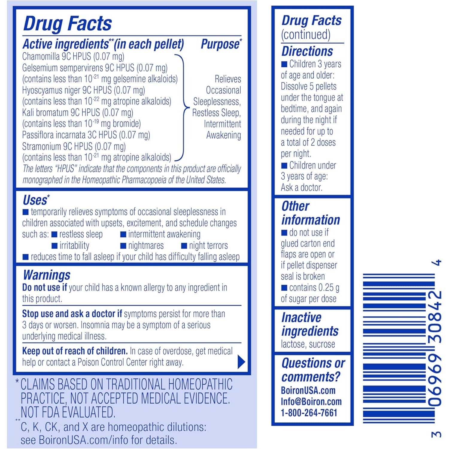 Boiron Sleepcalm Kids Sleep Aid for Deep, Relaxing, Restful Nighttime Sleep - Melatonin-Free and Non Habit-Forming - 2 Count (160 Pellets)