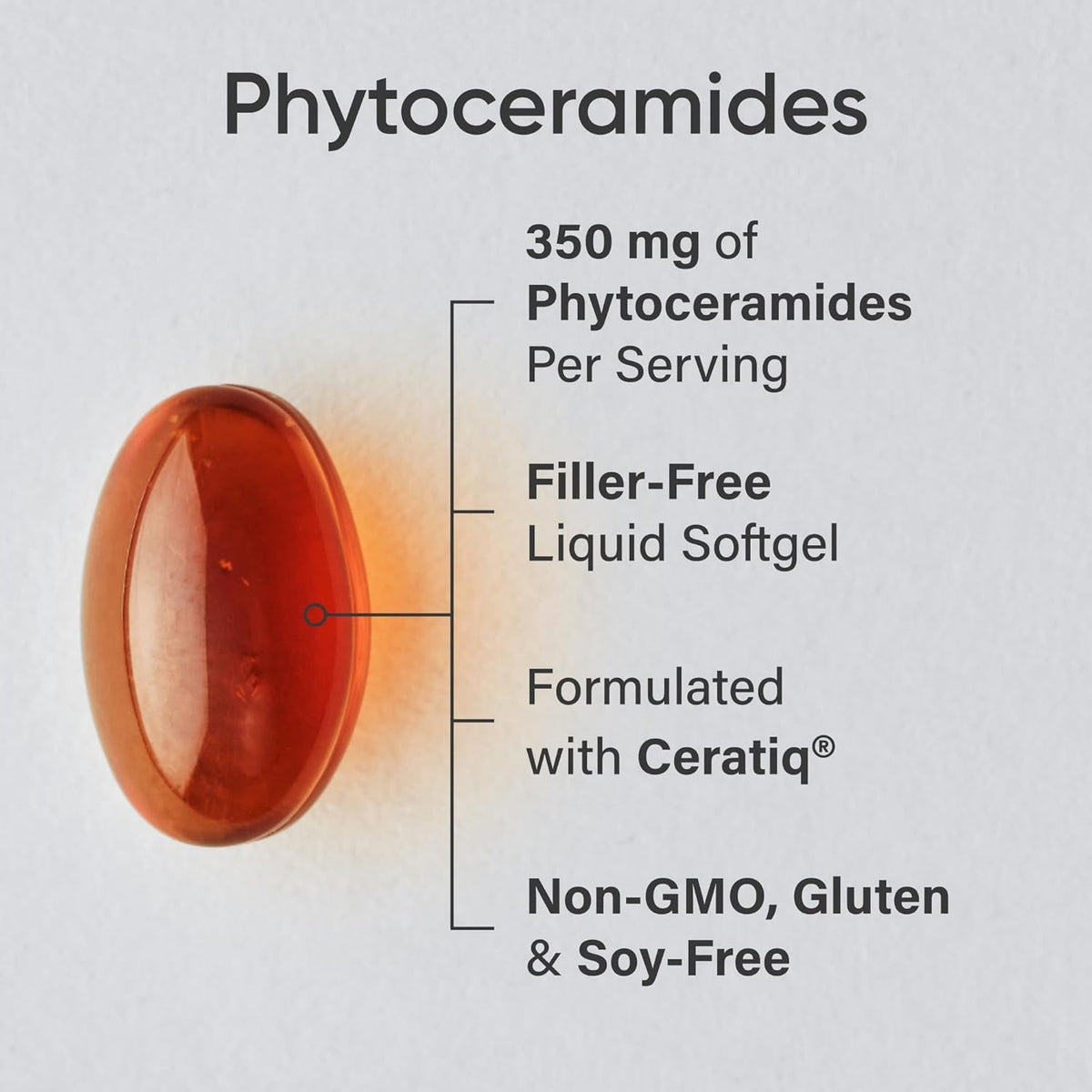 Sports Research® Phytoceramides 350Mg per Softgel - Plant Derived Ceramides for Healthy Skin and Hydration - Non GMO with No Fillers or Synthetic Vitamins - 30 Liquid Softgels