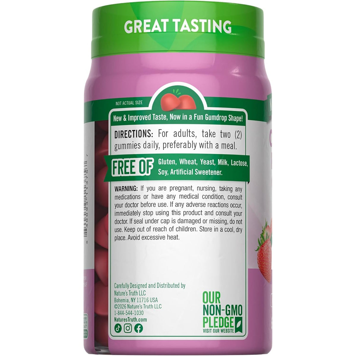 Nature'S Truth Collagen Peptide Gummies for Women | 60 Count Type 1 and 3 | Strawberry Flavor | Non-Gmo & Gluten Free Supplement