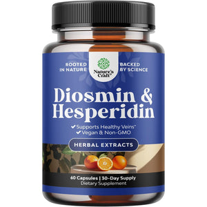 Diosmin Hesperidin 1000Mg Complex for Adults - Bitter Orange Supplement for Varicose Veins Support, Leg & Feet Blood Health - Diosmin & Hesperidin Supplements from Citrus Aurantium - 60 Count