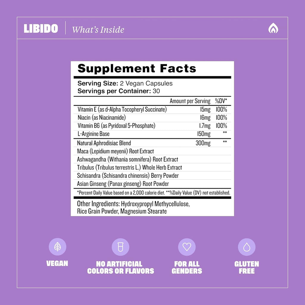 Health by Habit Libido Blend (60 Capsules) - Natural Aphrodisiac Blend with Maca, Ashwagandha, Vegan, Non-Gmo, Sugar-Free (1 Pack)