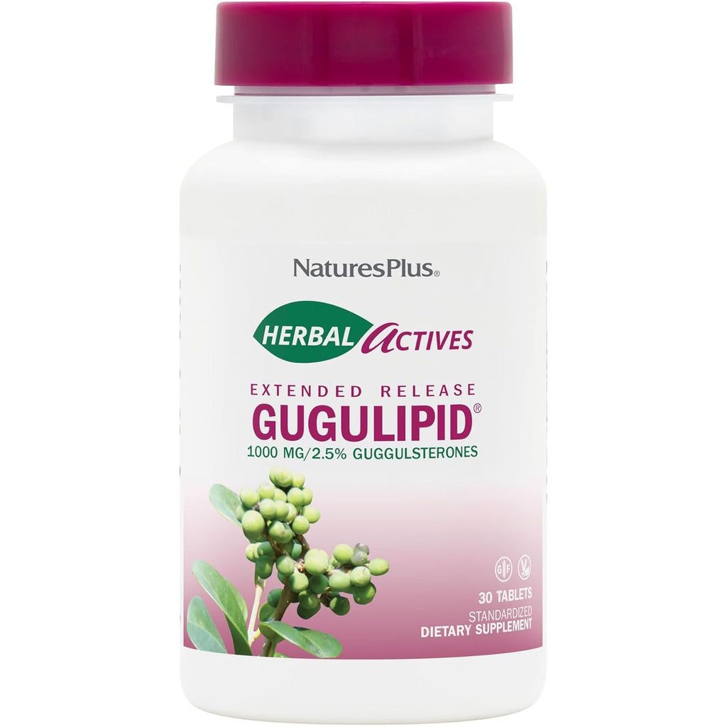 Naturesplus Herbal Actives Gugulipid, Extended Release- 1000 Mg, 2.5% Guggulsterones - 30 Vegan Tablets - Ayurvedic Botanical Supplement - Vegetarian, Gluten-Free - 30 Servings