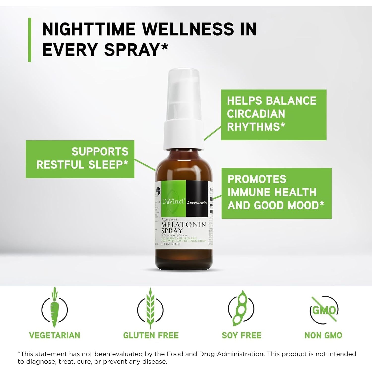 DAVINCI Labs Liposomal Melatonin Spray - Sleep Support Supplement - Bedtime Spray with 3Mg Melatonin per Serving - Fast-Acting Formula - Supports Restful Sleep - 30 Ml