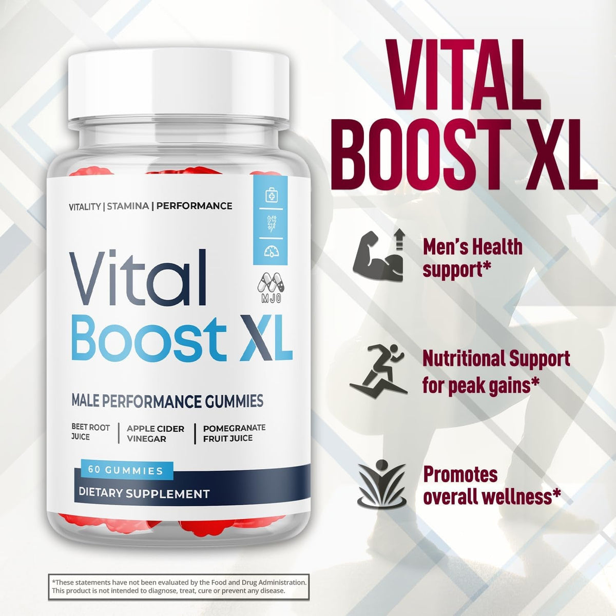 Vital Boost XL Gummies, Official Vitalboost X L Gummys for Men with All Natural Ingredients, Vital Boost XL Advanced Health & Wellness Support with Premium Active Lifestyle Vitamins (60 Gummies)