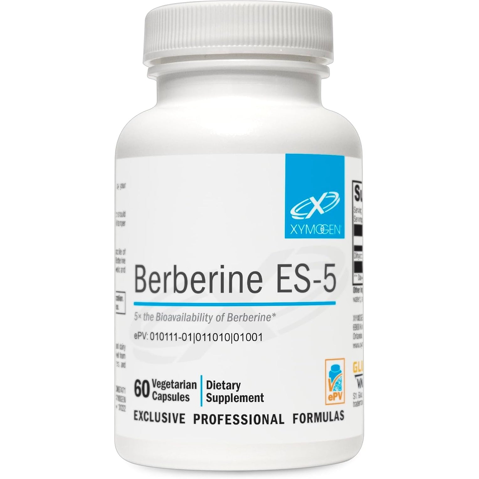 XYMOGEN Berberine ES-5 - 200 Mg Dihydroberberine Supplement - Metabolic & Lipid Metabolism Support - Supports Berberine Activity - Vegan, Non-Gmo & Gluten-Free - 60 Capsules