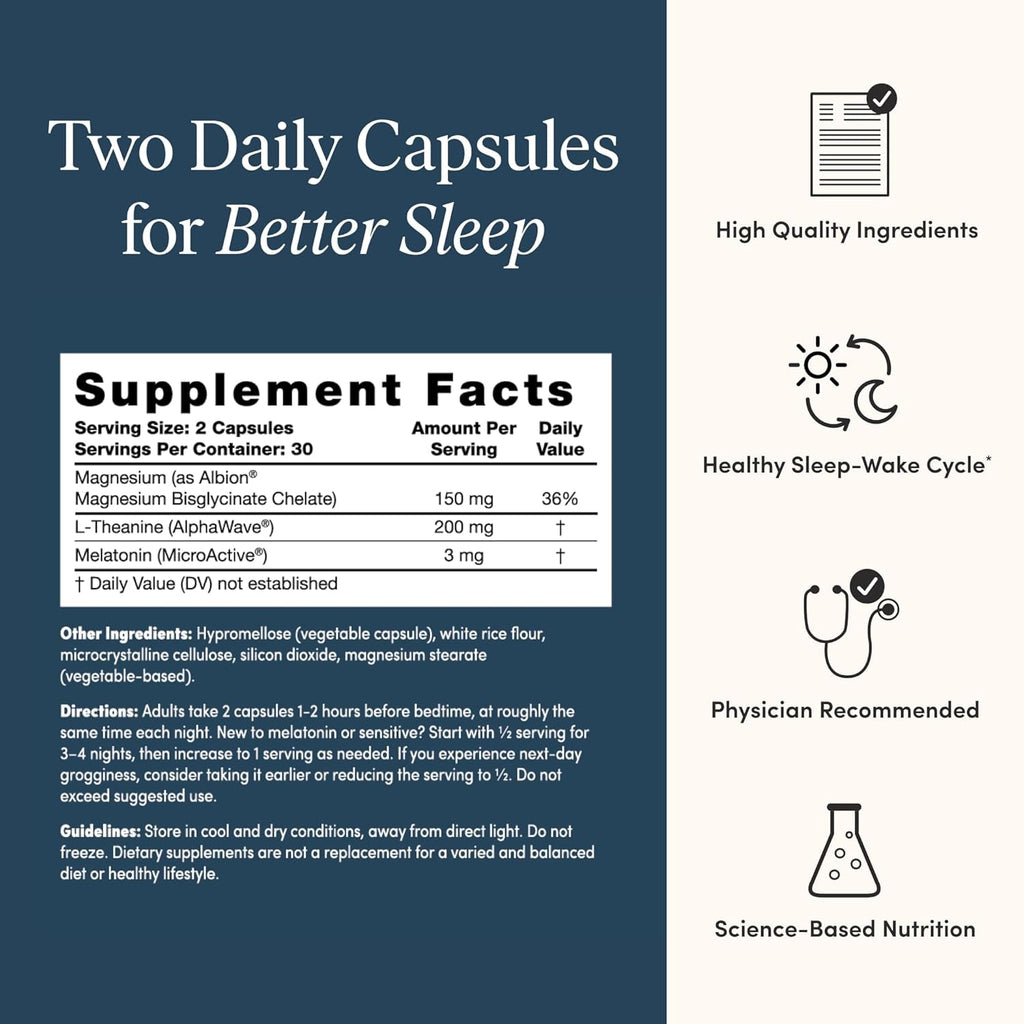 The 'Pause Life Sleep Supplement, Non Habit Forming Nighttime Blend of Magnesium, Microactive Melatonin, & L Theanine, Sleep & Relaxation Support for Men & Women, Gluten Free, 60 Capsules, 30 Servings
