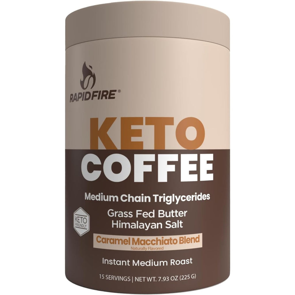 Rapidfire Keto Coffee Instant Coffee Mix, Caramel Macchiato Flavor, 7.93 Ounce (255G), 15 Servings