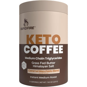 Rapidfire Keto Coffee Instant Coffee Mix, Caramel Macchiato Flavor, 7.93 Ounce (255G), 15 Servings