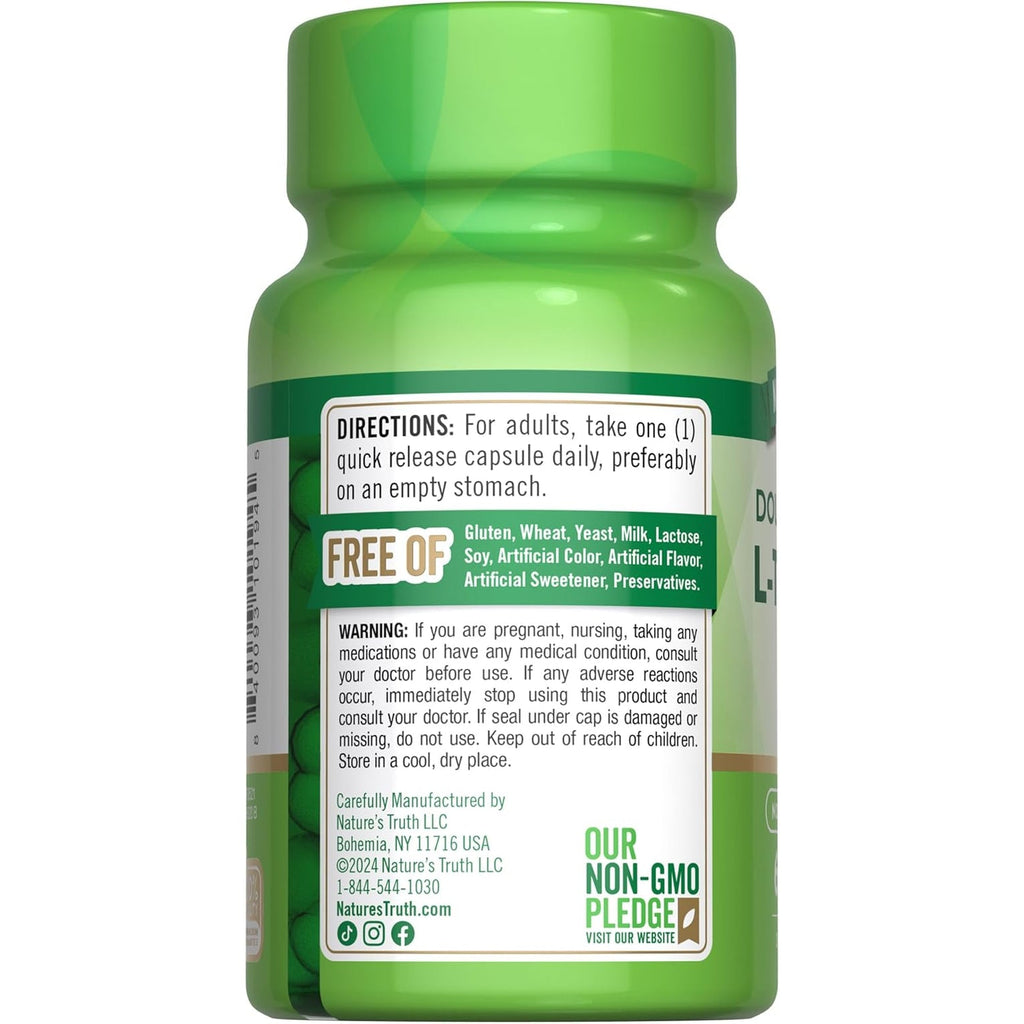 Nature'S Truth L Theanine | 200Mg | 60 Quick Release Capsules | Non-Gmo & Gluten Free Supplement
