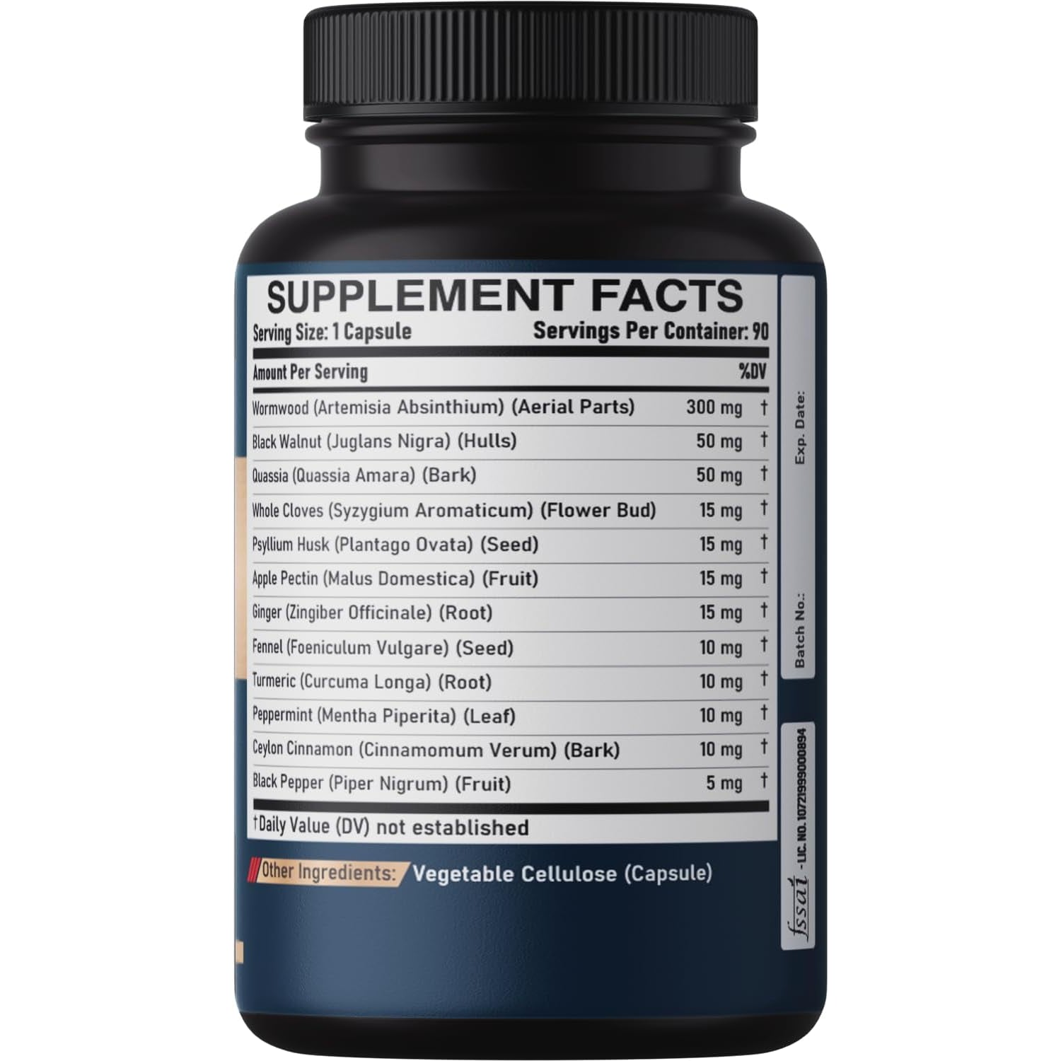 DEDICAD 12In1 Wormwood Black Walnut Clove Capsules - Immune, and Mood Support - 3 Month Supply - 90 Vegan Capsules
