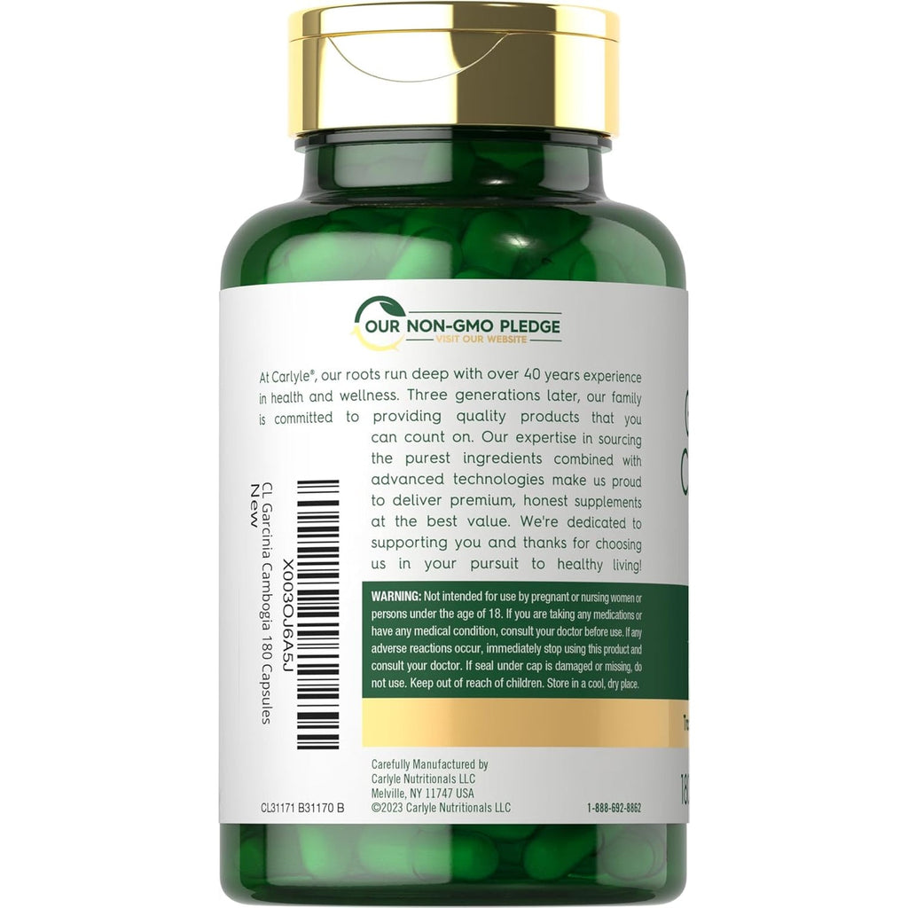 Carlyle Garcinia Cambogia Extract | 180 Capsules | Non-Gmo, Gluten Free Supplement