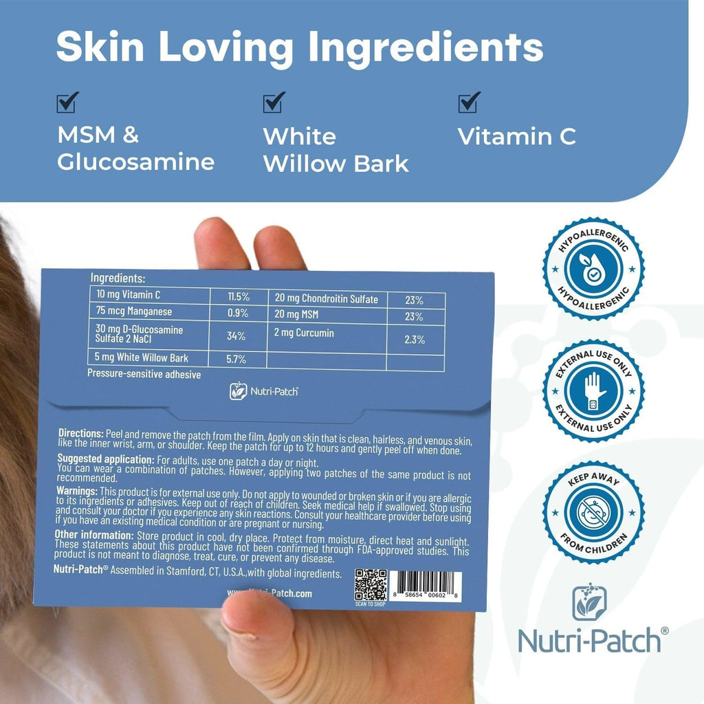 NUTRI-PATCH Inflam Topical Skin Patch | Infused with Turmeric, MSM, White Willow Bark and Vitamin C, 30 Count