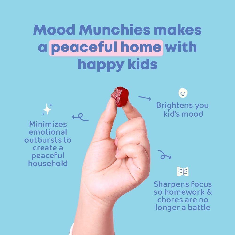 Joyspring Mood Munchies Saffron Gummies for Kids 4+ | Saffron Extract Supplement with GABA, Passion Flower & St Johns Wort | Sugar Free Vegan Brain Support & Kids Focus Gummies | Crafted in USA