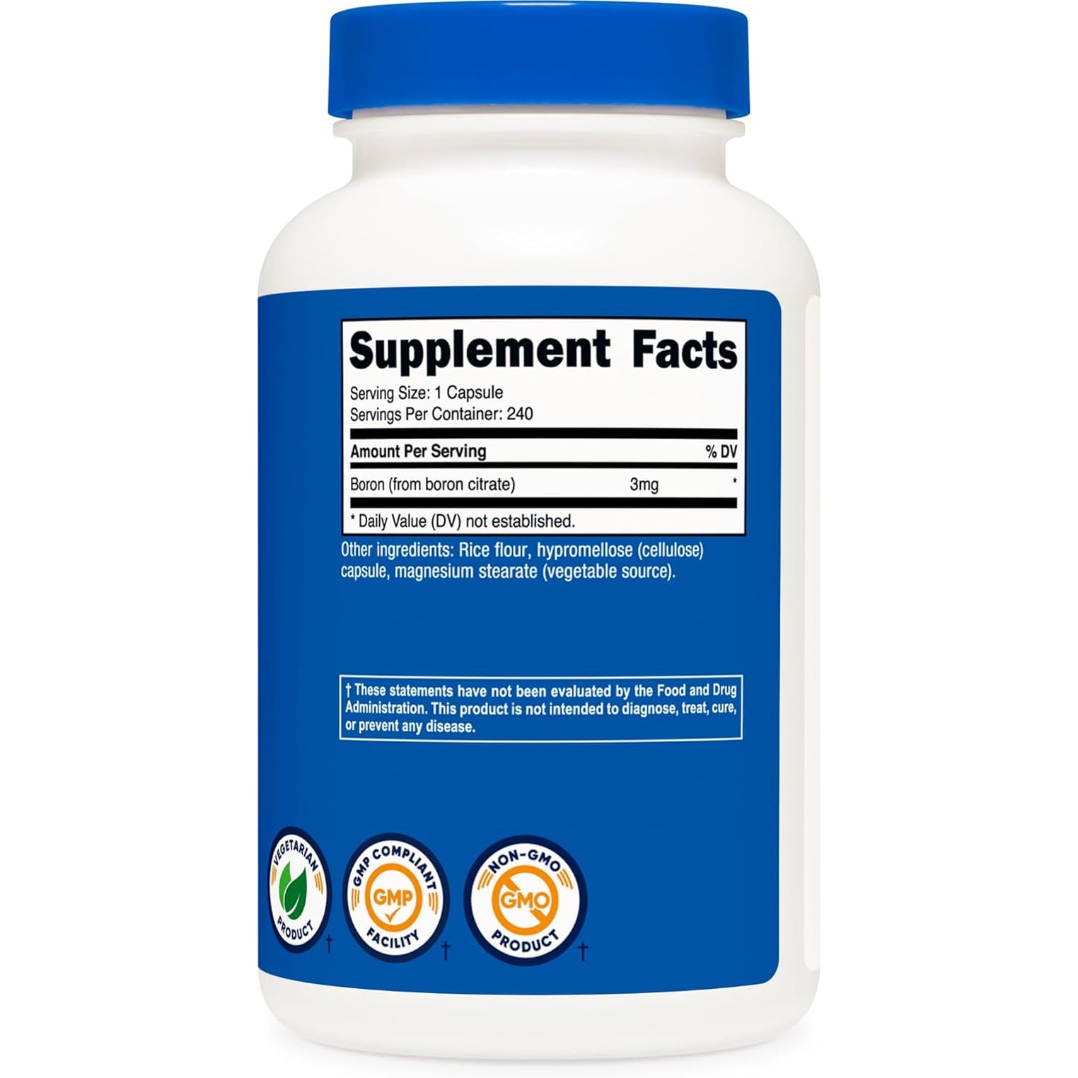 Nutricost Boron 3Mg Supplement, 240 Vegetarian Capsules - Gluten Free and Non-Gmo