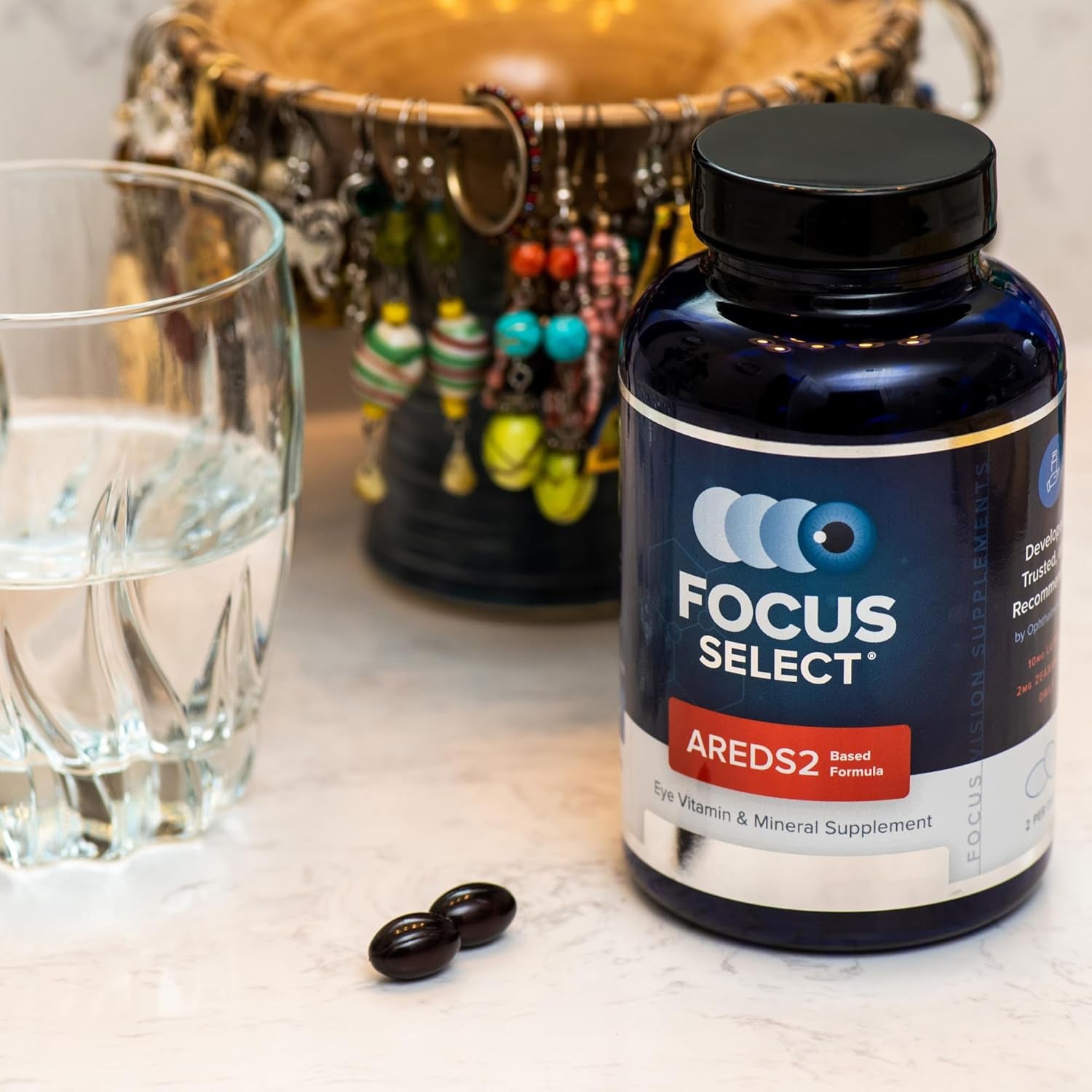 Focus Select AREDS2 Based Eye Vitamin-Mineral Supplement - Upplement for Eyes (180 Ct. 90 Day Supply) - Low Zinc Formula - Eye Vision Supplement and Vitamin