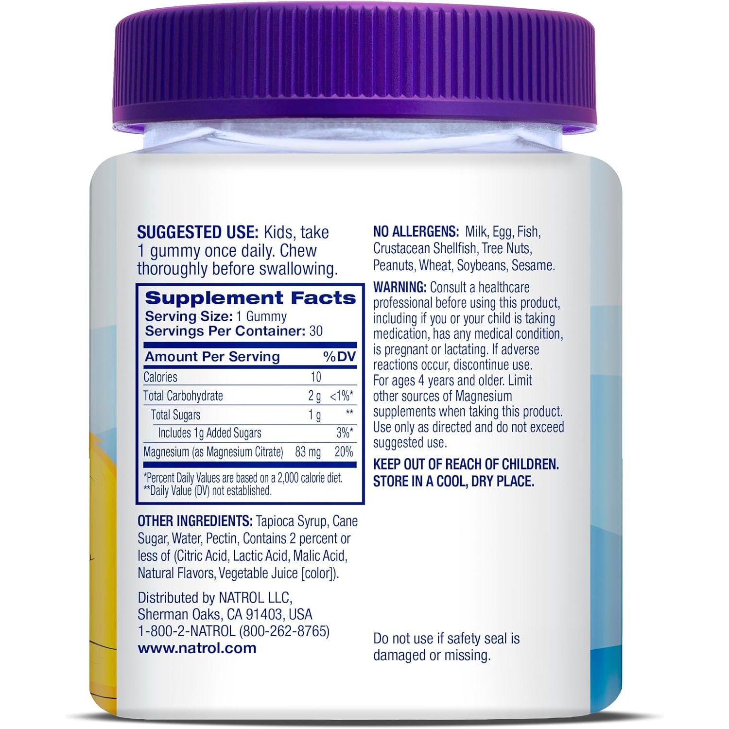 Natrol Kids Magnesium Citrate Gummies, Gently Calm and Relax Little Minds and Bodies, plus Support Healthy Muscle Relaxation and Function, 30 Razzilicious Gummies, up to a 30 Day Supply