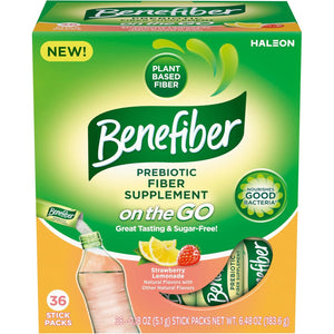 Benefiber GLP-1 Friendly Fiber Supplement, Strawberry Lemonade, on the Go Stick Packs, 36 Count