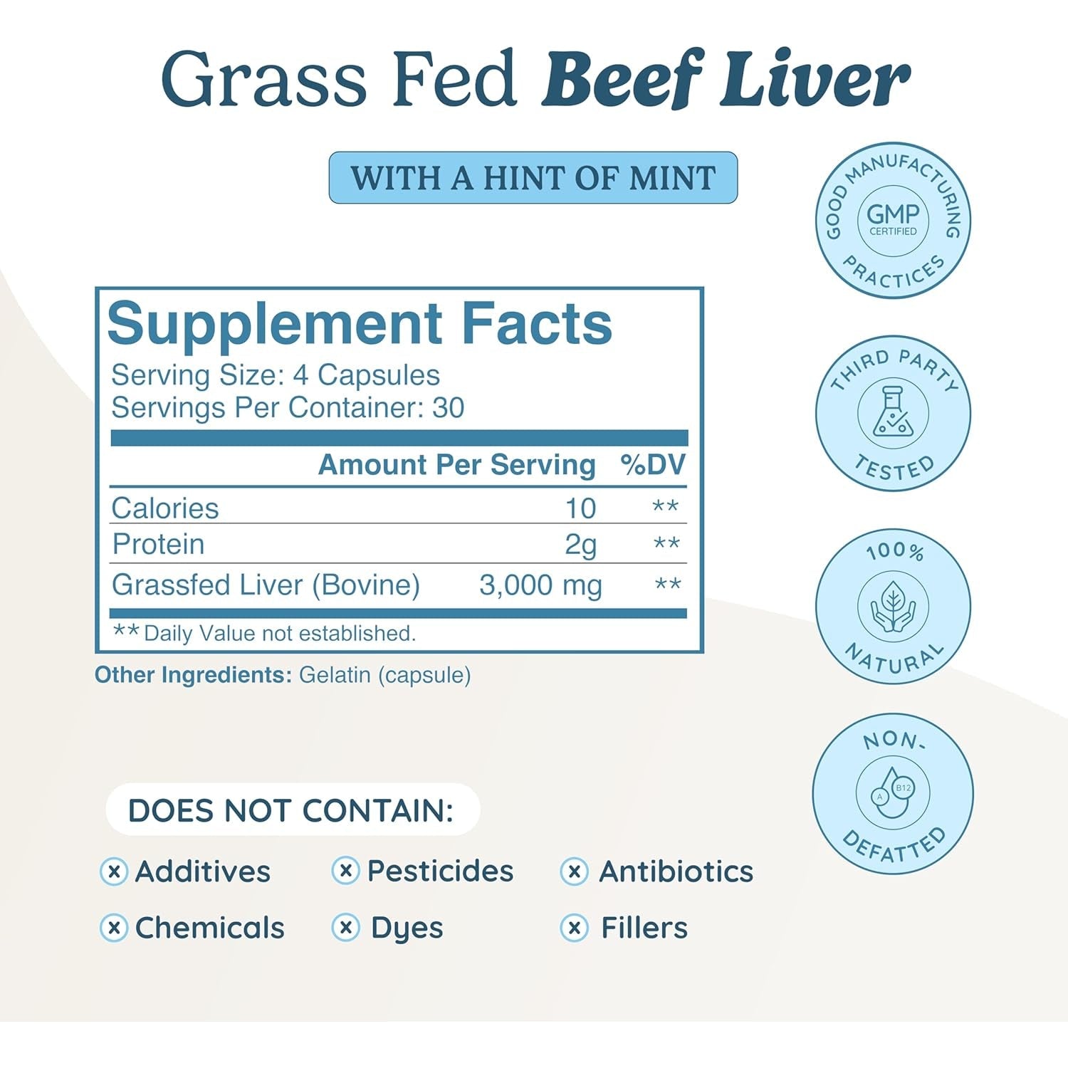WONDERCOW Beef Liver Capsules Grass Fed Supplement - Desiccated & Natural Source of Protein, Iron, Vitamins a & B- Boosts Energy and Immunity | USA Grown, Non-Gmo, Gluten Free