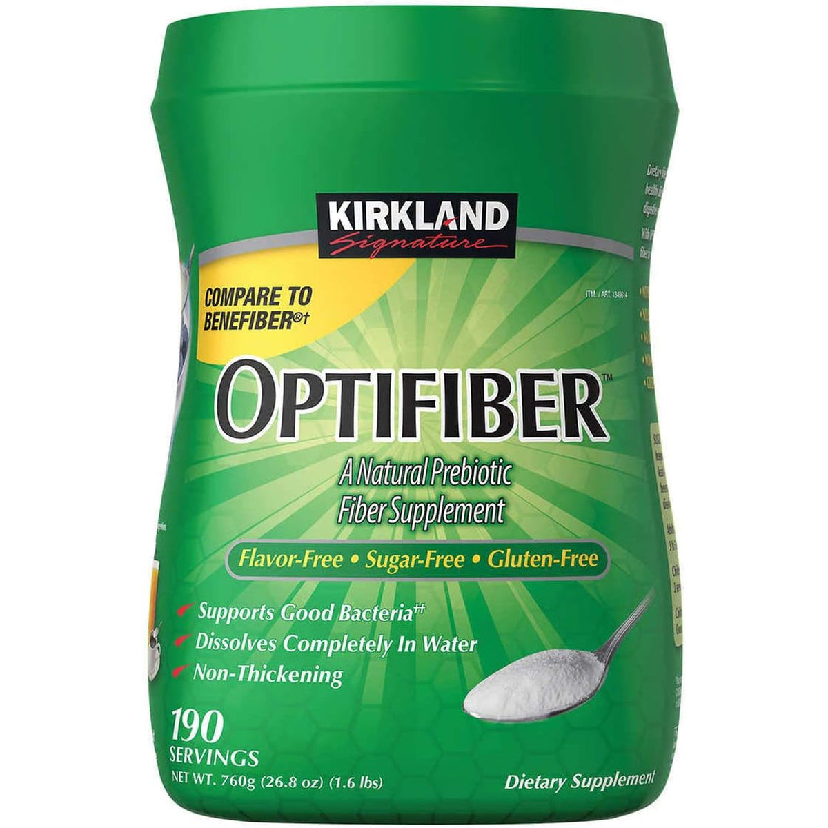 Kirkland Signature OPTIFIBER, 25.6 Ounces 190 Servings (2 Pack)