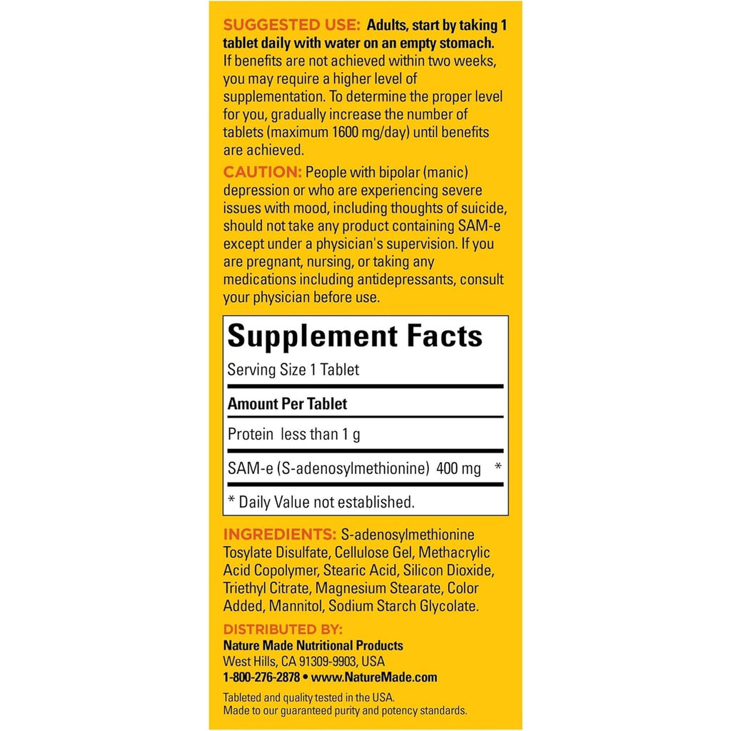 Sam-E Complete 400 Mg Tablets, 36 Count Value Size, Supports a Healthy Mood & Joint Comfort