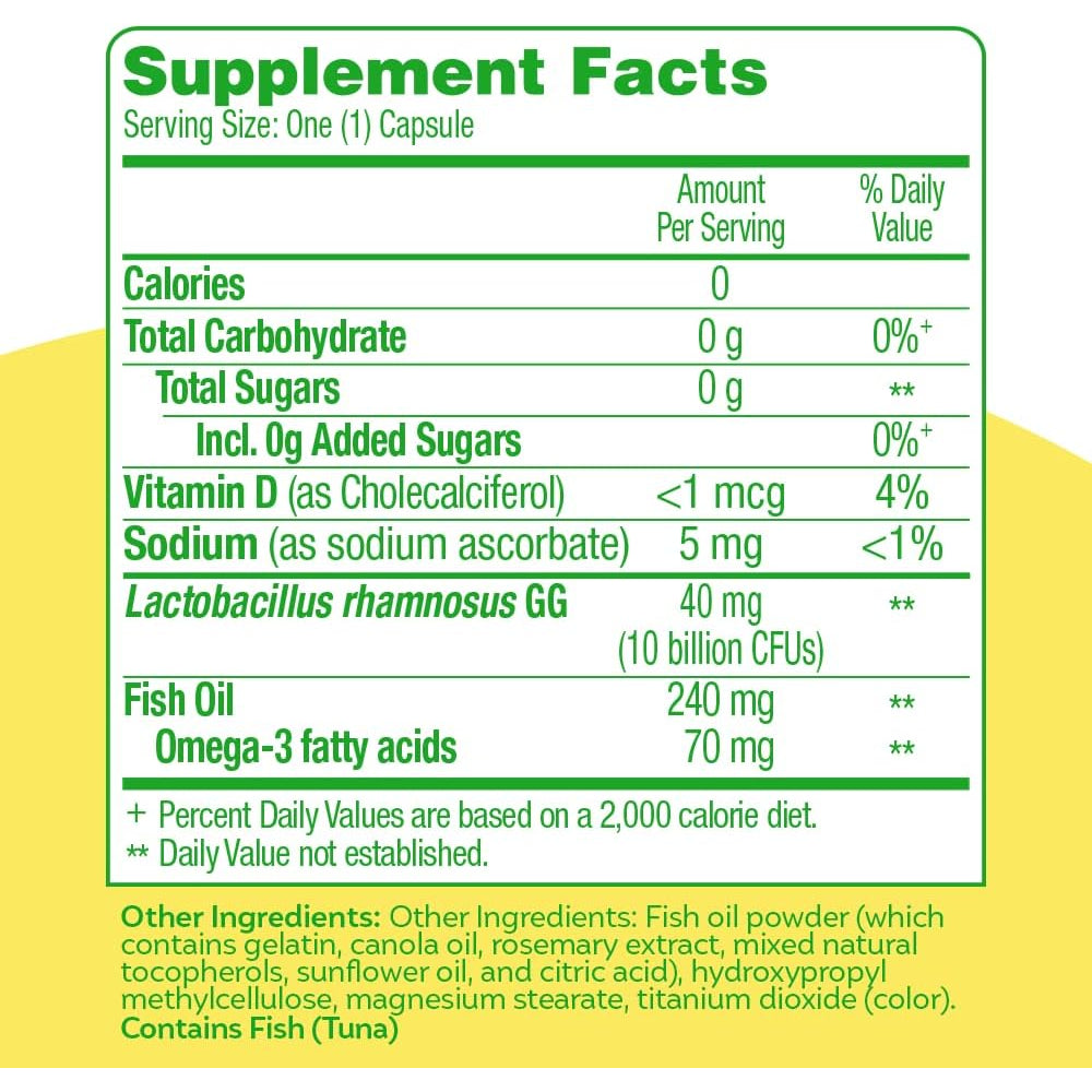 Culturelle 3-In-1 Complete Probiotic Daily Formula, Once per Day Probiotic Supplement, Helps Your Digestive System Work Better, Supports Natural Immune Defenses, plus Omega 3'S, Non-Gmo, 30 Count