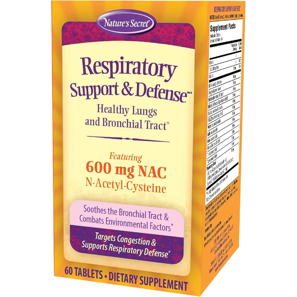 Nature'S Secret Respiratory Support & Defense - 60 Tablets - Promotes Healthy Lungs & Bronchial Tract - with NAC, Fenugreek & Marshmallow - 30 Servings