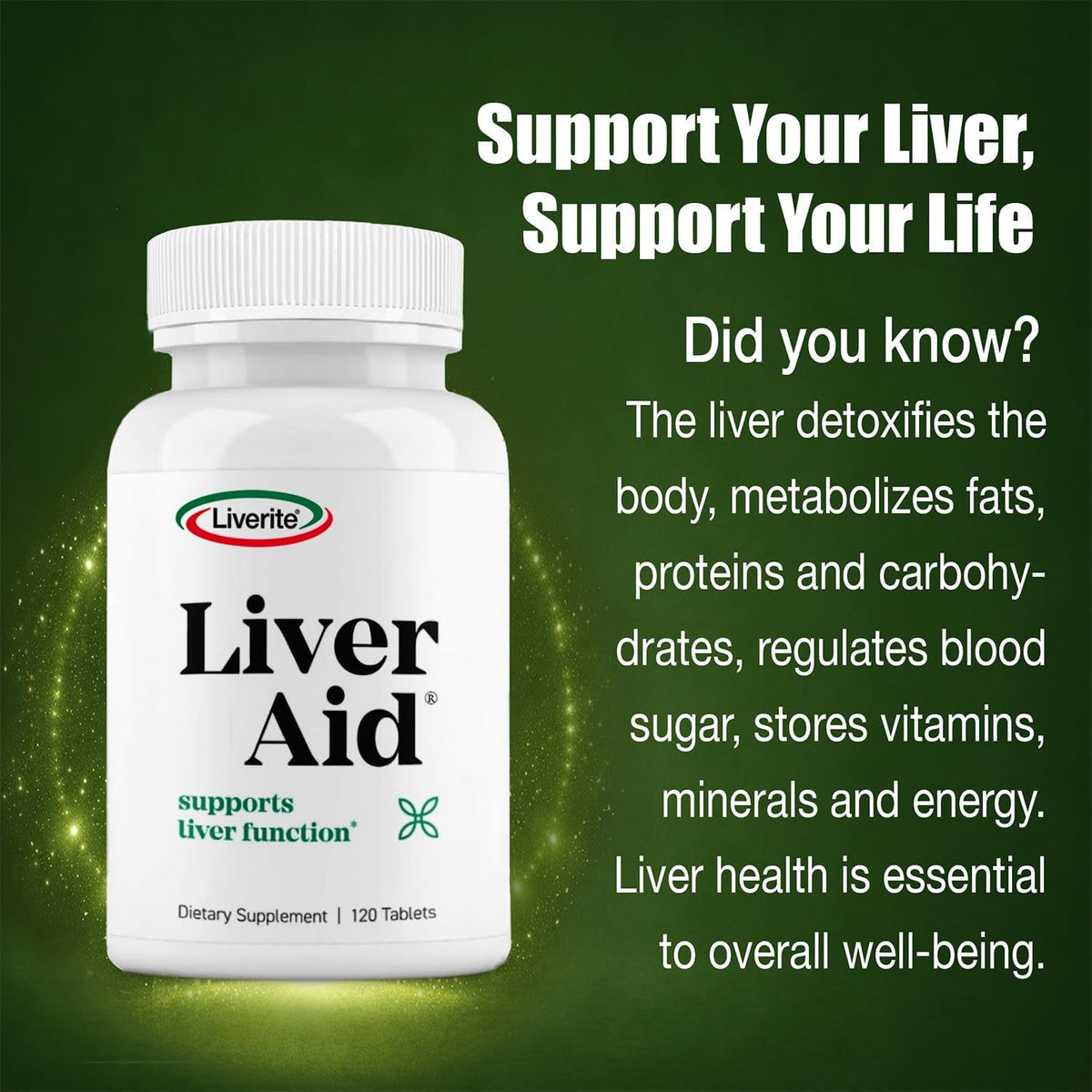 Liverite Liver Aid 60 Tablets, Supports Healthy Liver Function, Cleansing, Energy & Daily Wellness