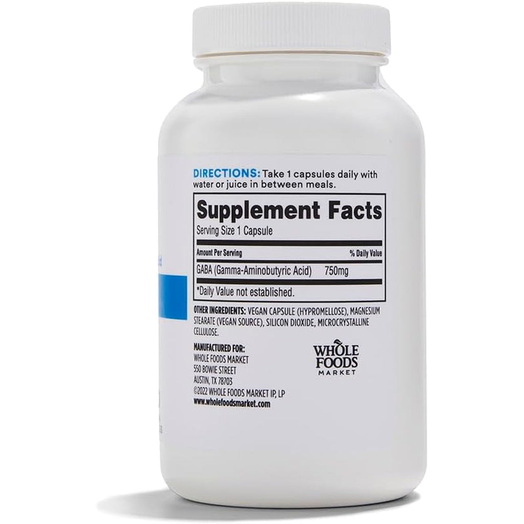365 by Whole Foods Market, GABA 750Mg, 100 Vegetarian Capsules