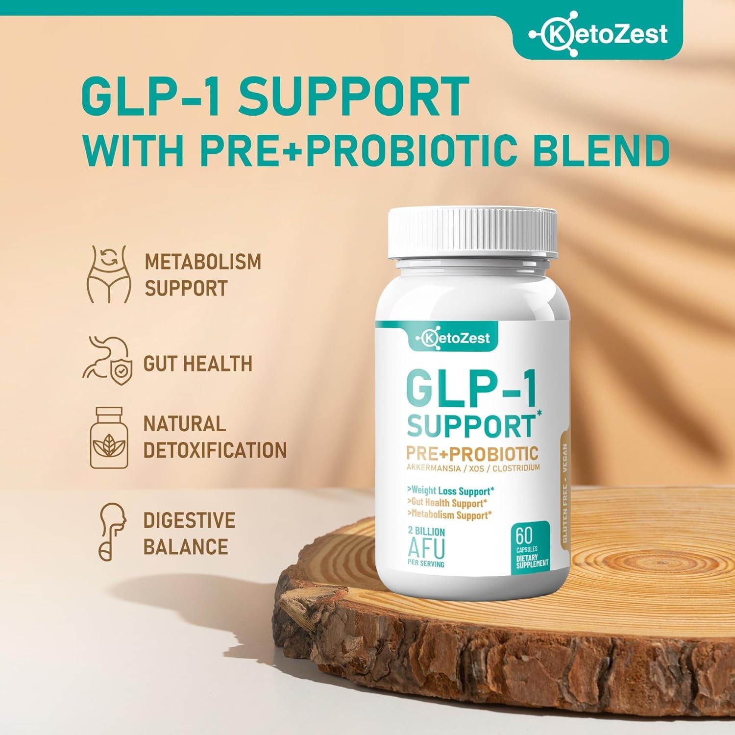 GLP-1 Support Weight Loss Supplement - Prebiotic Probiotic GLP1 Support for Women Men - Natural Support with Akkermansia Muciniphila for Fat Burn Gut & Metabolic Health Support