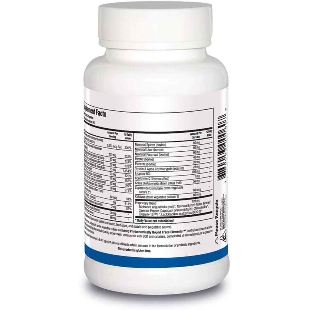 Biotics Research Bio Immunozyme Forte Multivitamin/Mineral to Support Normal, Healthy Immune Function, Echinacea, Cayenne Pepper, Lactobacillus Acidophilus, Probiotics, Amino Acids 90 Capsules
