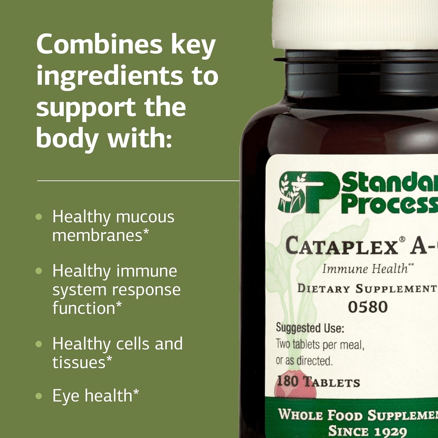 Standard Process Cataplex A-C - Supplement for Immune & Healthy Cell Support with Vitamins C & a - Aids Eye Health - Contains Ingredients with Antioxidant Activity - 180 Tablets (90 Servings)