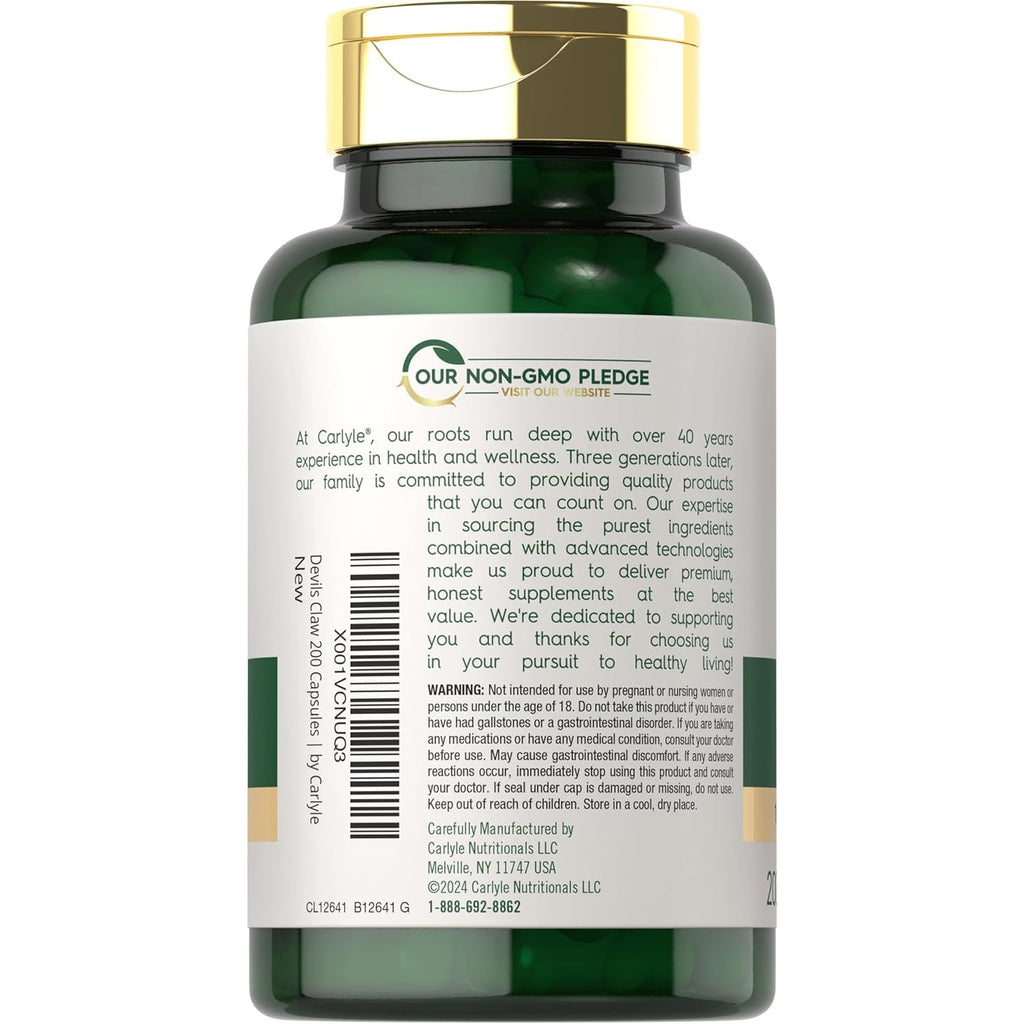 Carlyle Devils Claw Herbal Supplement | 200 Capsules | Non-Gmo & Gluten Free Formula