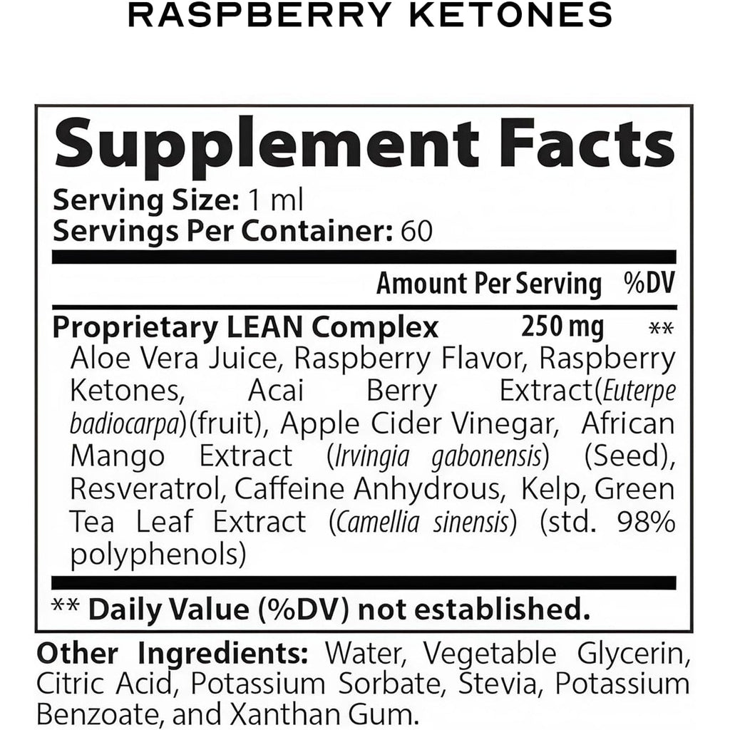 Apple Cider Vinegar Raspberry Ketone Weight Loss Drops, Keto Appetite Suppressant Fat Burner Diet Energy Supplement Metabolism Booster for Women and Men, Slim Faster than Gummy Pill Capsule Tea, 60 Ml