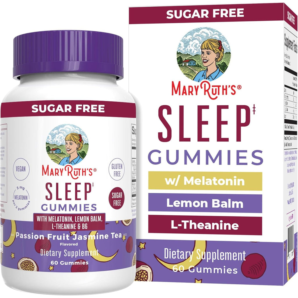 MARYRUTH'S Melatonin 5Mg Sleep Gummy with L-Theanine | Lemon Balm | Vitamin B6 | Sugar-Free | Relaxation | Vegan | Non-Gmo | Gluten Free | 60 Count