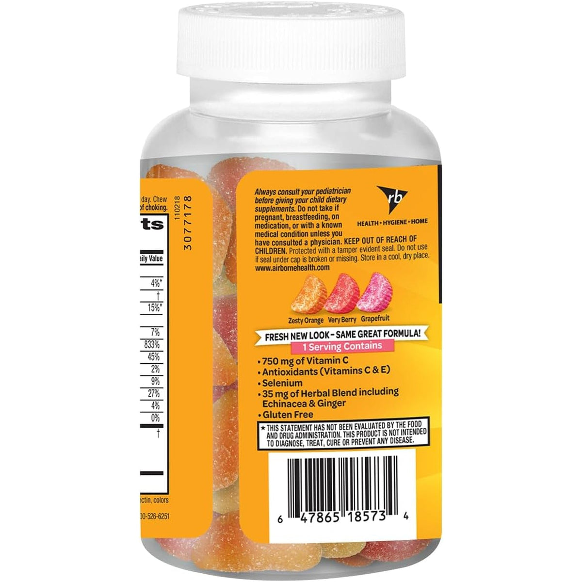 Airborne 750Mg Vitamin C Immune Support Supplement Gummies for Adults, Assorted Fruit Flavor, Gluten Free Crafted Blend with Powerful Antioxidants Vitamins a C & E, 42 Gummies (2 Pack)