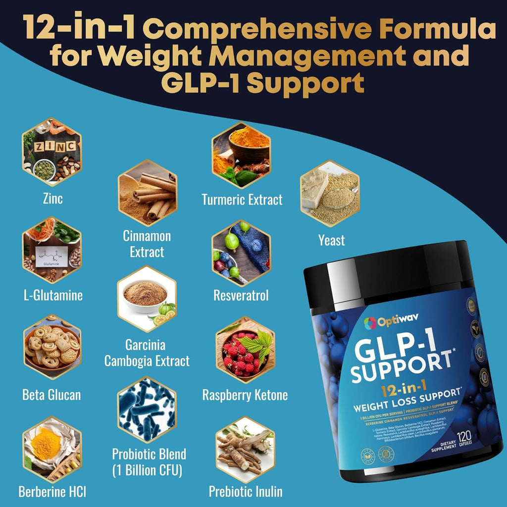 GLP-1 Support Probiotic Weight Loss Supplement - Natural GLP1 Support Appetite Suppressant for Women Men - for Daily Fat Burn Hunger Control Metabolism Boost Gut & Curb Cravings Support