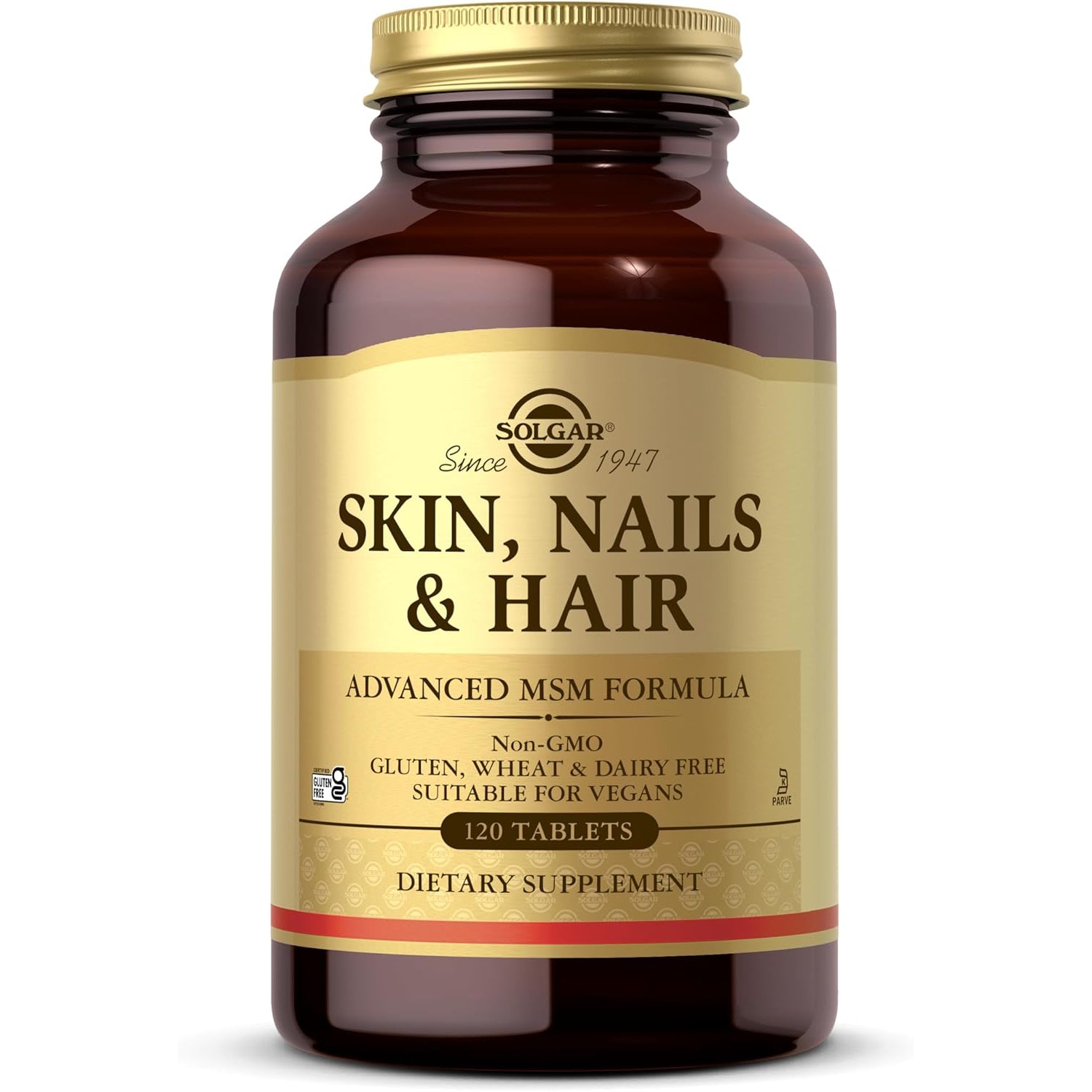 Solgar Skin, Nails & Hair, Advanced MSM Formula, 120 Tablets - Supports Collagen for Hair, Nail and Skin Health - Provides Zinc, Vitamin C & Copper - Non GMO, Vegan, Gluten & Dairy Free - 60 Servings
