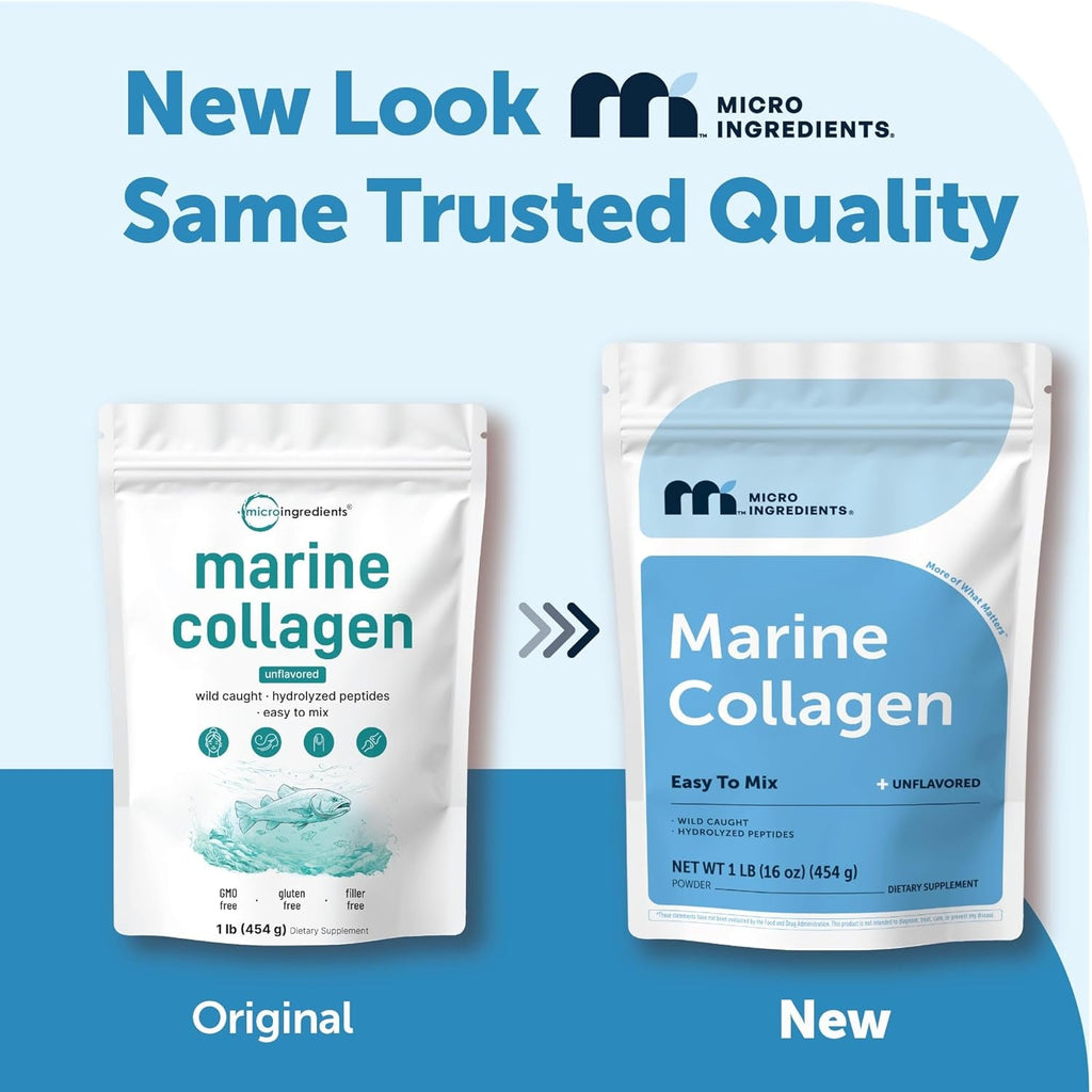 Micro Ingredients Marine Collagen Protein Powder, 1 Pound | Wild Caught Fish Source | Hydrolyzed Peptides | Unflavored, Keto, & Paleo Friendly | Easy to Mix, Non-Gmo