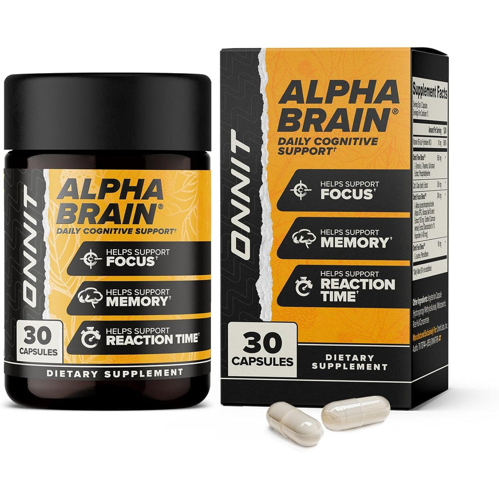ONNIT Alpha Brain Nootropic Brain Supplement for Focus, Memory, Mental Clarity, Cognitive Support with L-Theanine and Vitamin B6, 30 Count Capsules