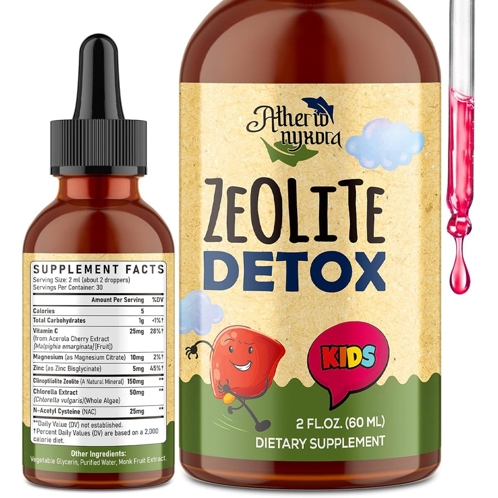 Zeolite Detox for Kids - Detox Supplement, Gentle & Natural & Sweet-Tasting, Contains Clinoptilolite Zeolite, Vitamin C, Magnesium, and Zinc,60Ml