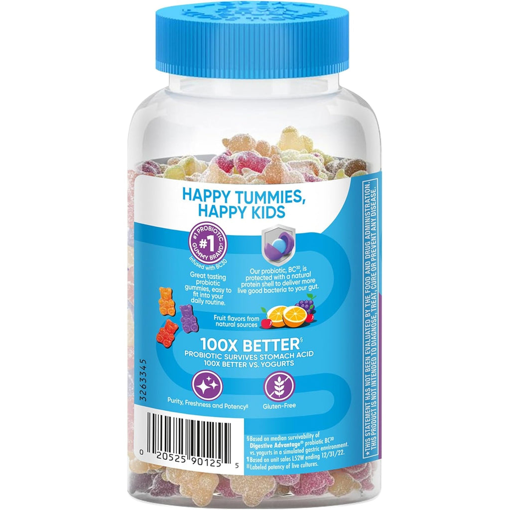Digestive Advantage Daily Probiotic Gummy for Kids, Multi, Natural Fruit Flavours, 80.0 Count
