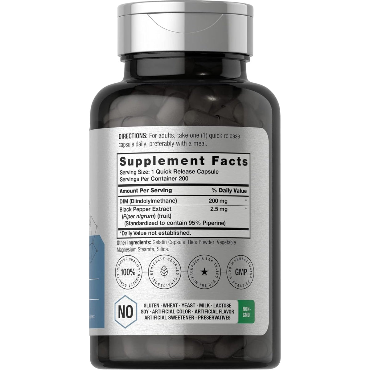 Horbäach DIM Supplement 200Mg | 200 Capsules | with Black Pepper Extract | Advanced Diindolylmethane for Women and Men | Non-Gmo, Gluten Free